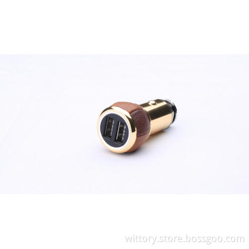 Glory walnut & brown leather Car Charger